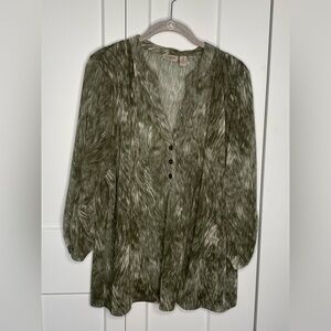 EasyWear by Chico's Semi Sheer Ruched Blouse Top Women’s Large Chico’s 3